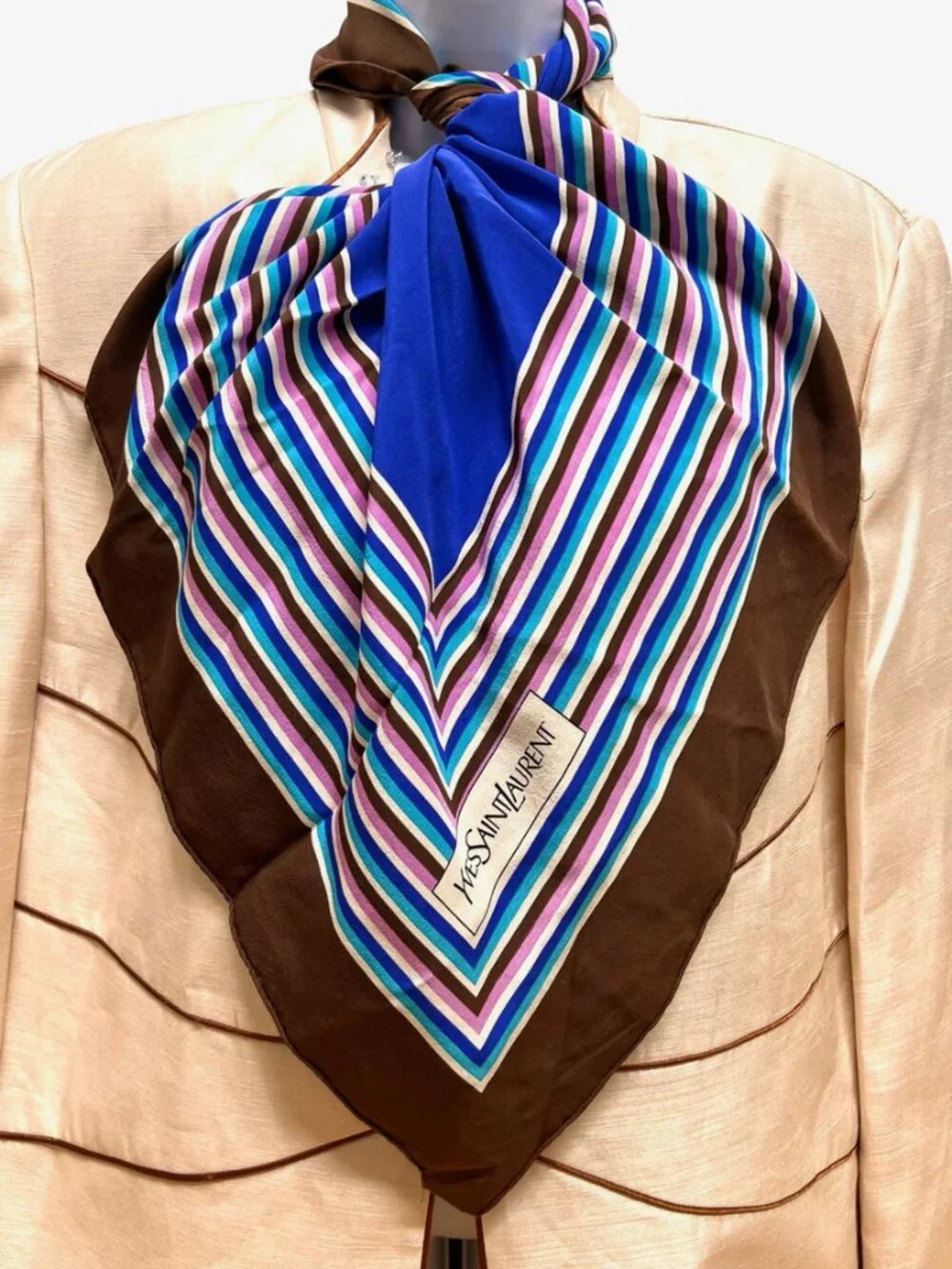 Yves Saint Laurent YSL 100% Silk Satin Scarf 30